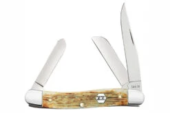 Case Medium Stockman Burnt Natural Barnboard Jigged Bone