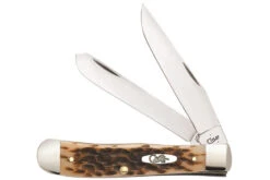 Case Trapper Amber Bone Peachseed Jigged With Pocket Clip