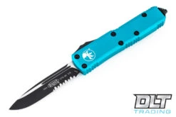 Microtech 231-2TQ UTX-85 S/E - Turquoise Handle - Partial Serrations - Black Blade