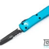 Microtech 123-2TQ Ultratech T/E - Turquoise Handle - Contoured - Partial Serrations - …