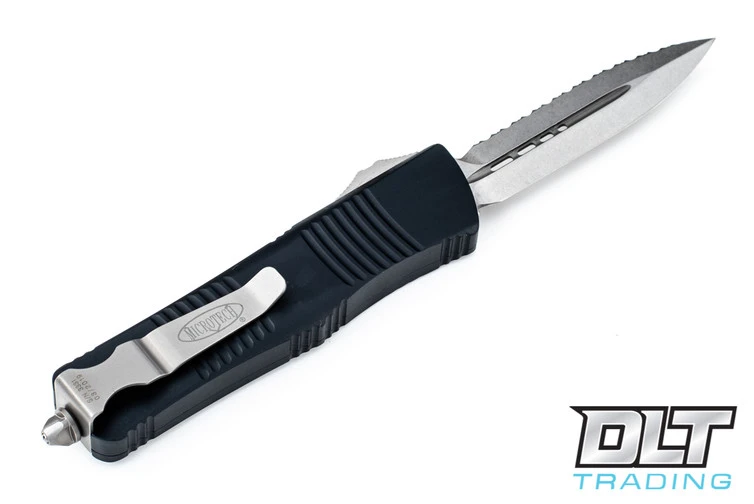 Microtech 138-12 Troodon D/E - Black Handle - Full Serrations - Stonewash Blade 2 Microtech 138-12 Troodon D/E - Black Handle - Full Serrations - Stonewash Blade - Image 2