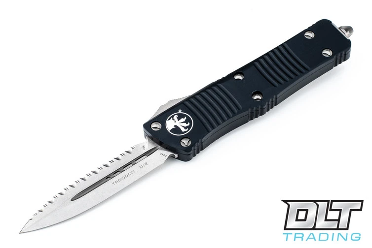 Microtech 138-12 Troodon D/E - Black Handle - Full Serrations - Stonewash Blade 1 Microtech 138-12 Troodon D/E - Black Handle - Full Serrations - Stonewash Blade