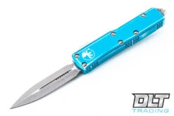 Microtech 232-10DTQ UTX-85 D/E - Distressed Turquoise Handle - Stonewash Blade
