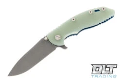 Hinderer 3.5" XM-18 No Choil Slicer 20CV - Battle Blue Anodized - Translucent Green G-10