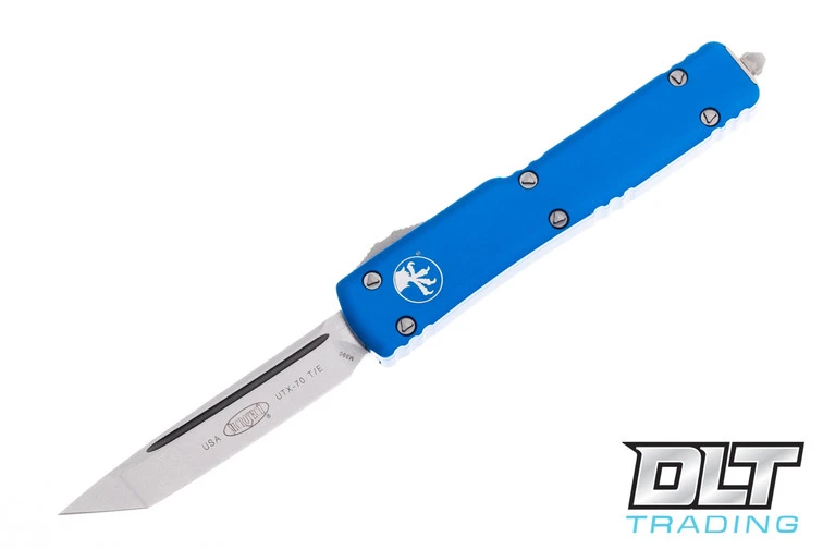 Microtech 149-10BL UTX-70 T/E - Blue Handle - Stonewashed Blade 1 Microtech 149-10BL UTX-70 T/E - Blue Handle - Stonewashed Blade