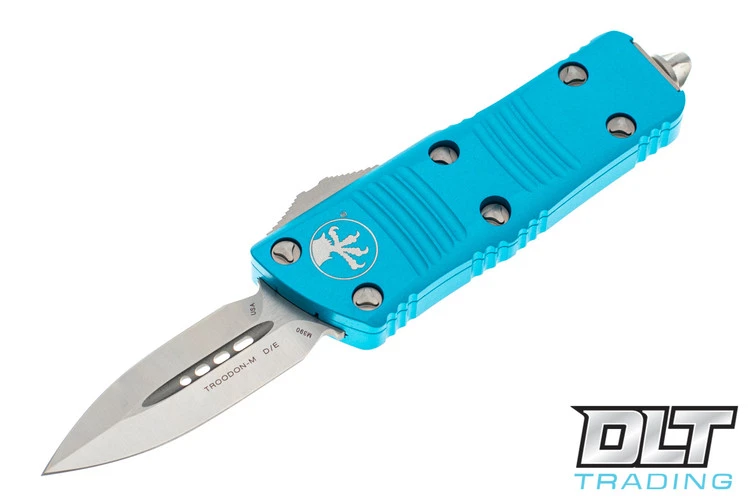 Microtech 238-4TQ Mini Troodon D/E - Turquoise Handle - Satin Blade 1 Microtech 238-4TQ Mini Troodon D/E - Turquoise Handle - Satin Blade