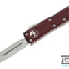 Microtech 232-10MR UTX-85 D/E - Merlot Red Handle - Stonewashed Blade