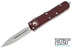 Microtech 232-10MR UTX-85 D/E - Merlot Red Handle - Stonewashed Blade