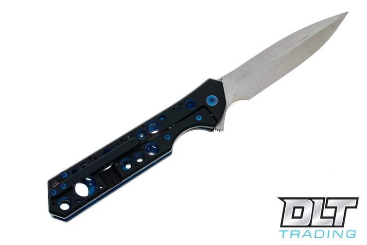 Olamic Cutlery Rainmaker Dagger - Satin - Holes - KG Gunkote - Blue Accents - 377 2 Olamic Cutlery Rainmaker Dagger - Satin - Holes - KG Gunkote - Blue Accents - 377 - Image 2