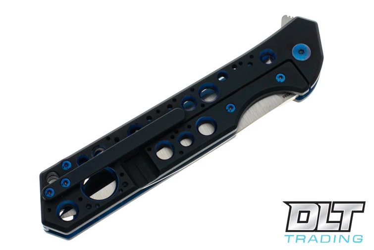 Olamic Cutlery Rainmaker Dagger - Satin - Holes - KG Gunkote - Blue Accents - 377 4 Olamic Cutlery Rainmaker Dagger - Satin - Holes - KG Gunkote - Blue Accents - 377 - Image 4