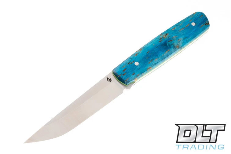 Sliwkosky Full Tang Puukko - Blue Karelian Birch - Toxic Green Liners 1 Sliwkosky Full Tang Puukko - Blue Karelian Birch - Toxic Green Liners