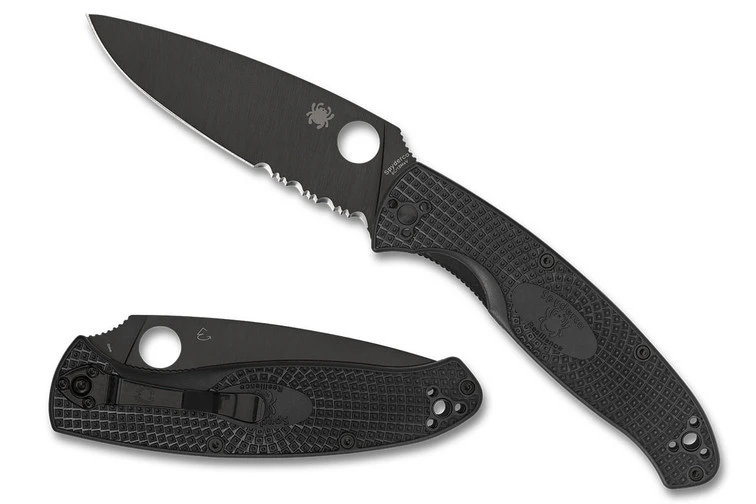 Spyderco Resilience Lightweight - Black - Black Blade - Partially Serrated 1 Spyderco Resilience Lightweight - Black - Black Blade - Partially Serrated
